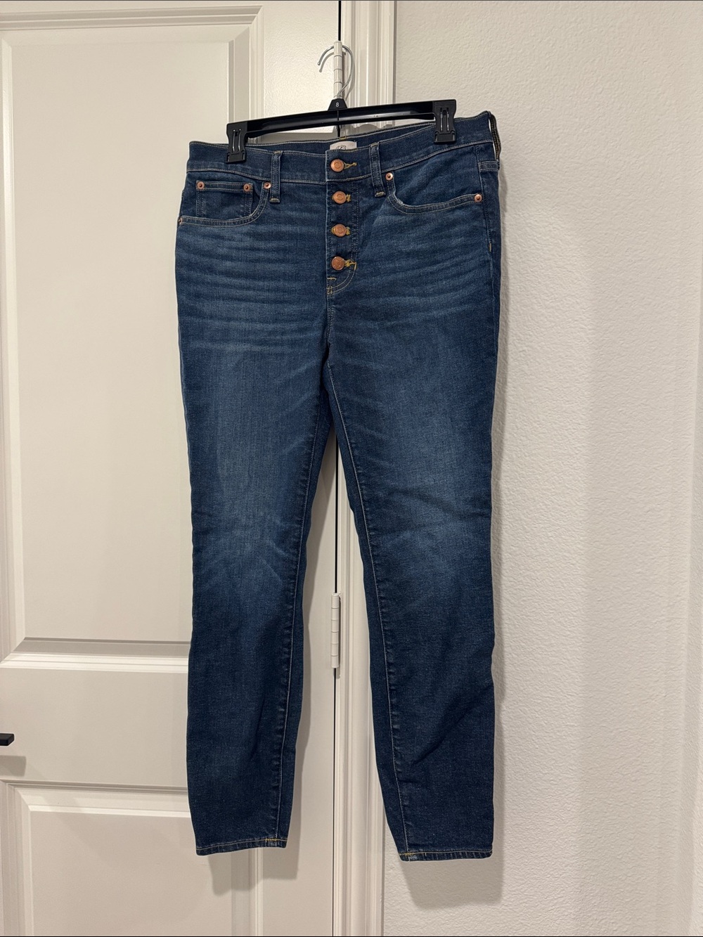 J. Crew Dark Blue High-Rise Button-Fly Cropped Jeans